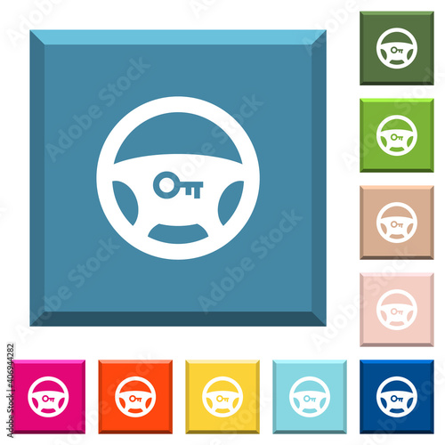Steering lock white icons on edged square buttons