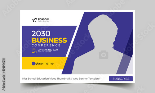 Editable thumbnail design for any videos. Business conference event customizable video thumbnail and web banner template. Video cover  photo template fully editable thumbnail for social media