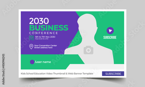 Editable thumbnail design for any videos. Business conference event customizable video thumbnail and web banner template. Video cover  photo template fully editable thumbnail for social media