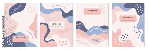 Abstract Cover page Templates Background modern hipster futuristic graphic cover page set Universal abstract cute floral design in pastel colors applicable for notebooks, planners, brochures, book