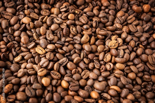 Natural background of brown coffee beans
