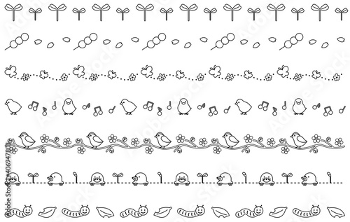 春の飾り線　1色　黒