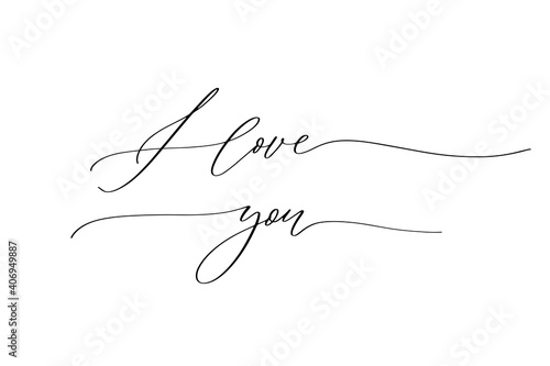 I love you - hand drawn calligraphy inscription.