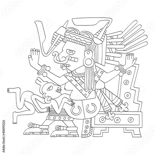 vector image with Aztec god Tlazolteotl.God of the vice and patroness of adulterers for your project