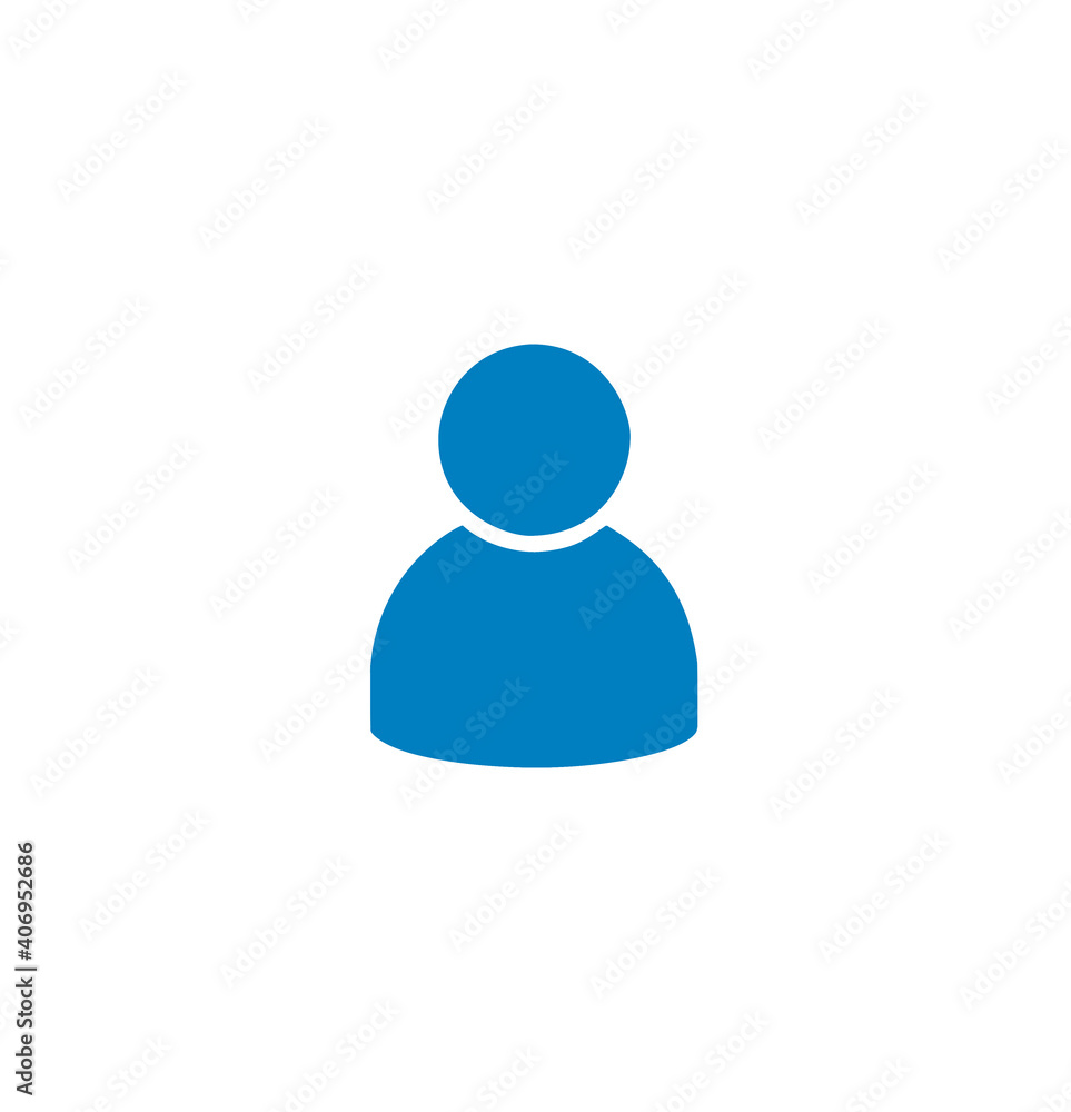 Blue flat icon on man isolated on white background Blue flat icon on man isolated on white background