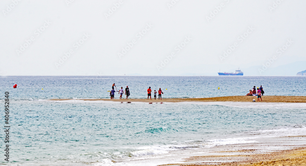 Playa y pueblo de Altafulla, Tarragona, Catalunya, España, Europa Playa y pueblo de Altafulla, Tarragona, Catalunya, España, Europa