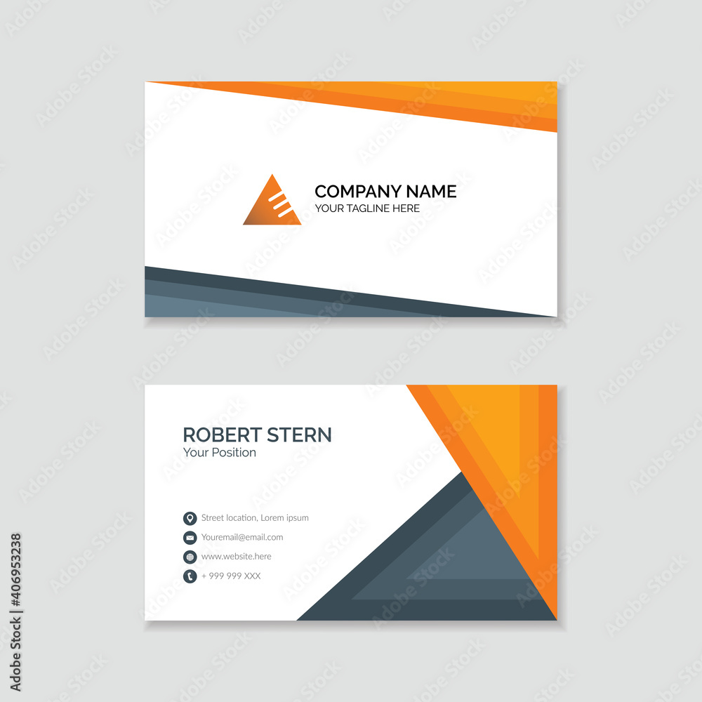 Professional business card template with geometric shape