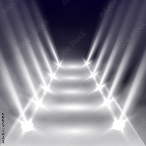 Scene illumination effects on transparent background with bright lighting of spotlight