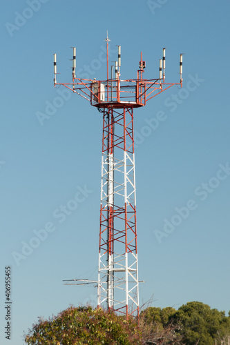 Telecommunication Tower. Cellular mobile radio transmission pole tower