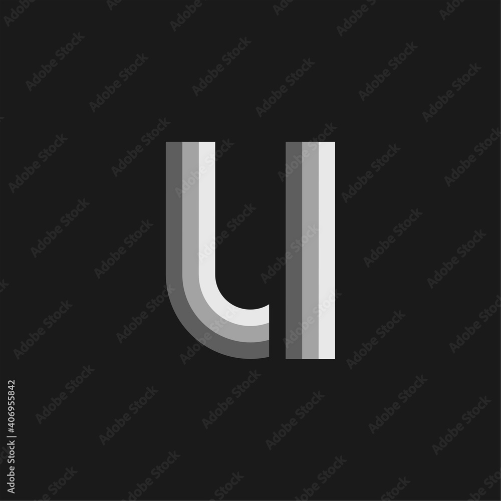 Vector Logo Letter Grey Glowing U Vector Logo Letter Grey Glowing U