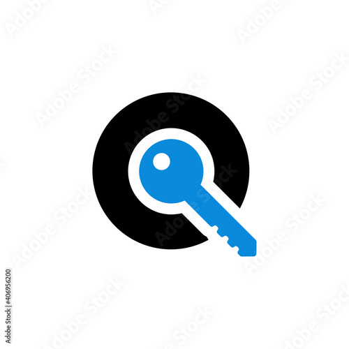 Vector Logo Letter Safety Security Blue Key Q