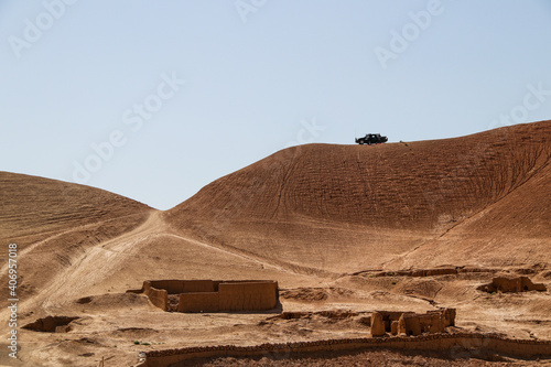 Daily refugee village life in Badghis, Afghanistan in the desert. photo