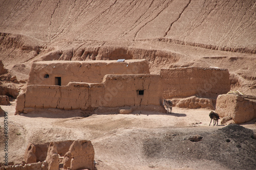 Daily refugee village life in Badghis, Afghanistan in the desert. photo