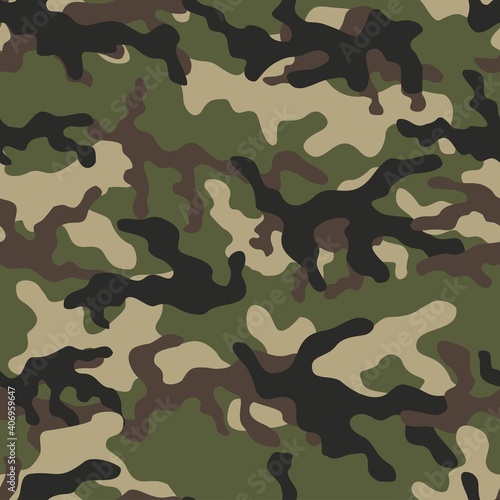 Seamless camouflage pattern green classic.Print on fabric on paper. Vector