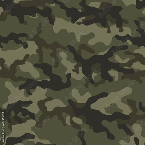 Texture army camouflage seamless pattern. Military forest background. Ornament. Vector illustration.