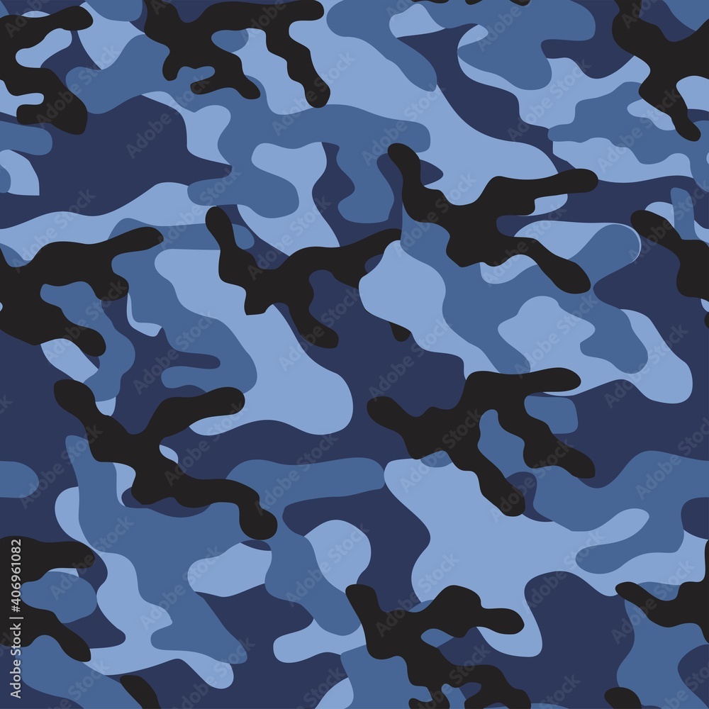 Camouflage pattern background. Classic clothing style masking camo repeat  print. Blue grey colors urban, navy or airforce texture. Design element.  Vector illustration. vector de Stock | Adobe Stock