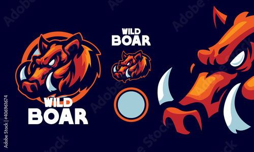WILD BOAR MASCOT SPORTS LOGO ILLUSTRATION