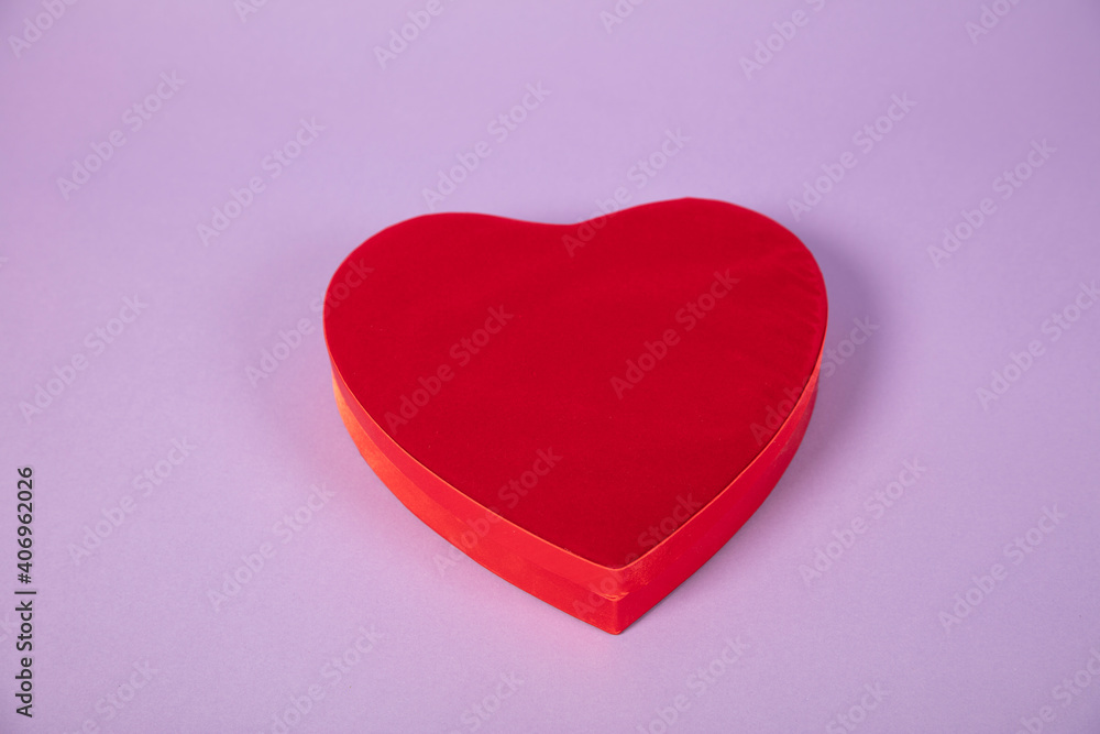 heart-shaped box, perfect for packing a gift, close up, top view 