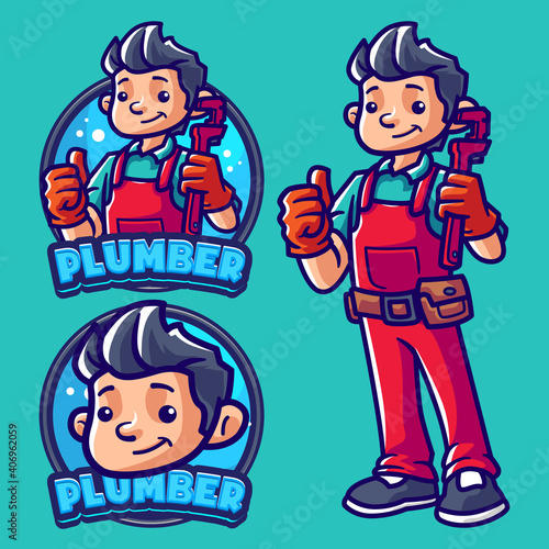 plumber Mascot Logo Template
