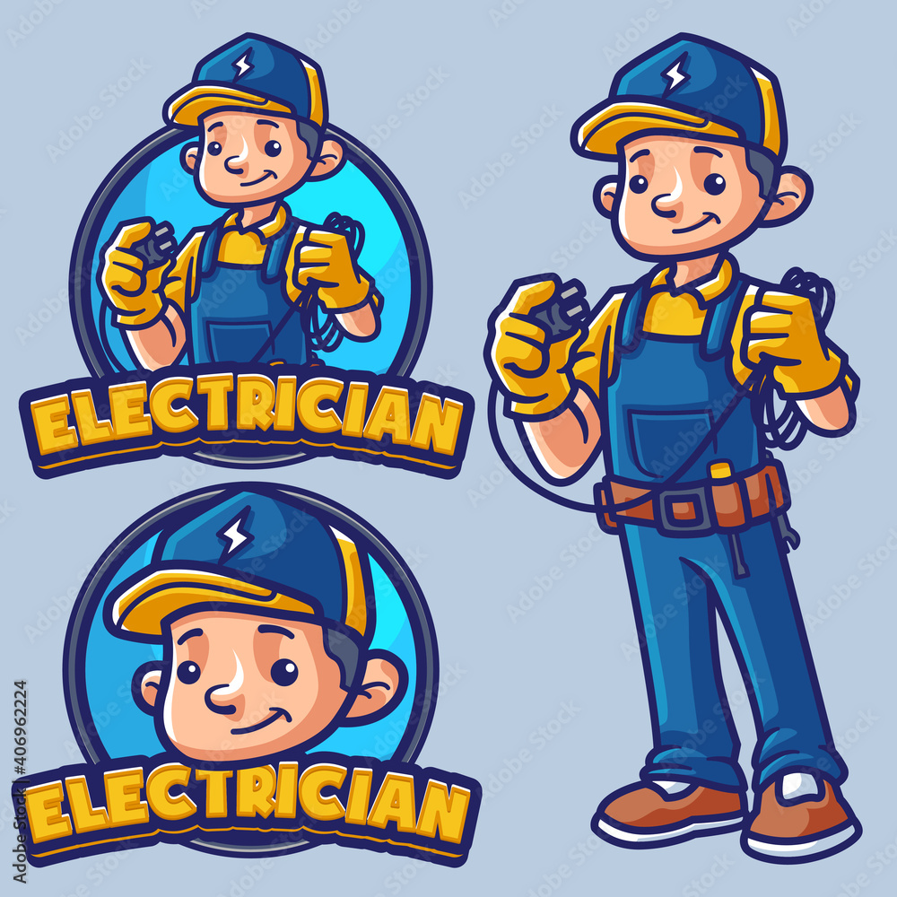 electrician 1 Mascot Logo Template