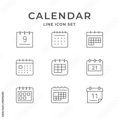 Set line icons of calendar