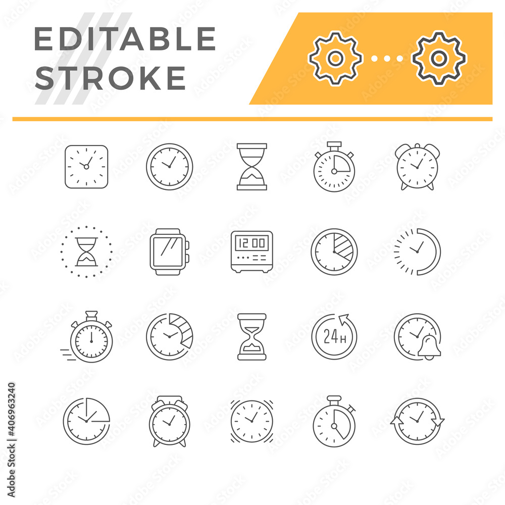 Set line icons of time Set line icons of time