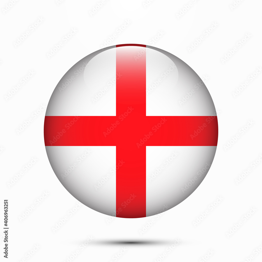 England flag vector circle shape button. Clear circle isolated England flag background button. Transparent glossy glass button. Vector Illustration England flag vector circle shape button. Clear circle isolated England flag background button. Transparent glossy glass button. Vector Illustration