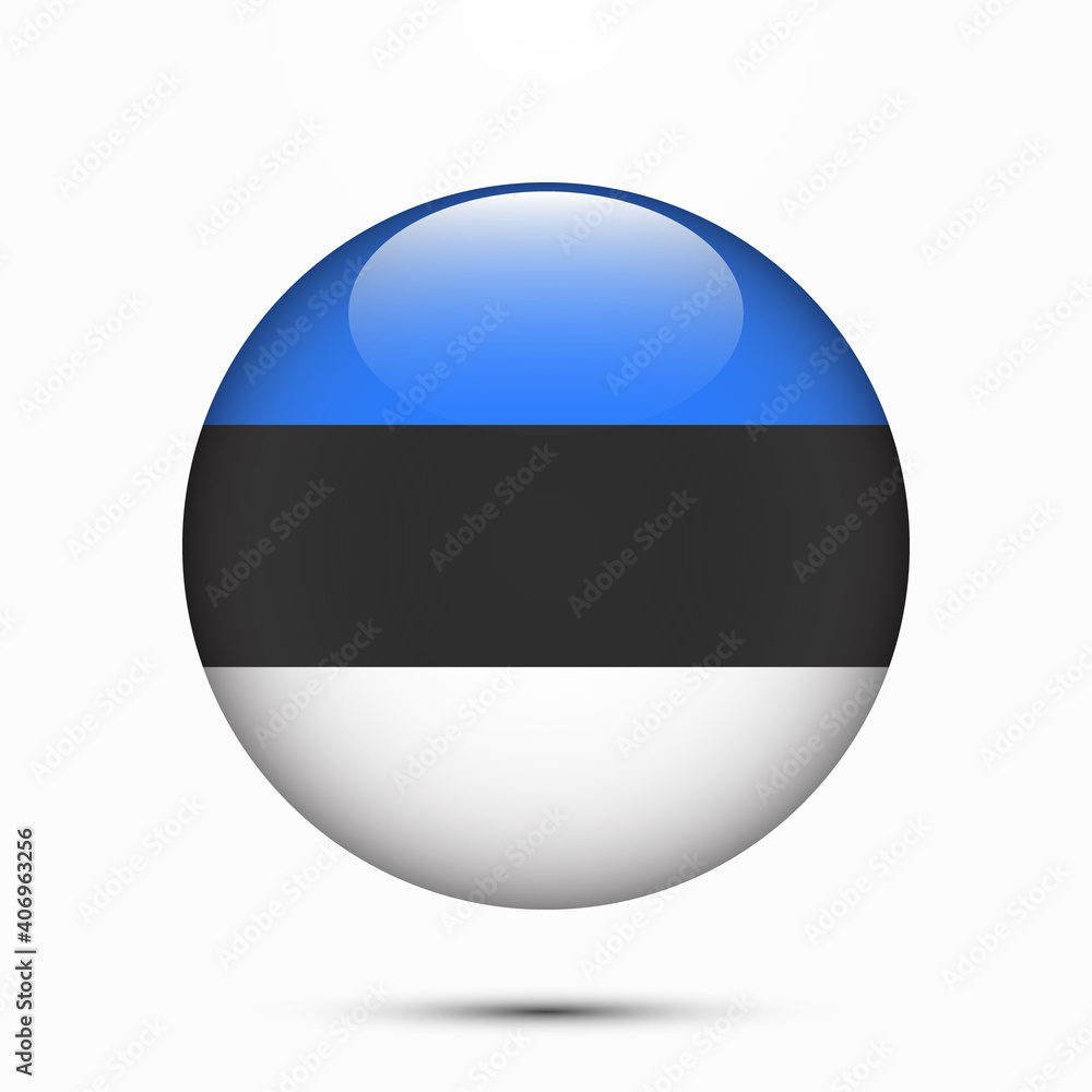 Estonia flag vector circle shape button. Clear circle isolated Estonia flag background button. Transparent glossy glass button. Vector Illustration Estonia flag vector circle shape button. Clear circle isolated Estonia flag background button. Transparent glossy glass button. Vector Illustration