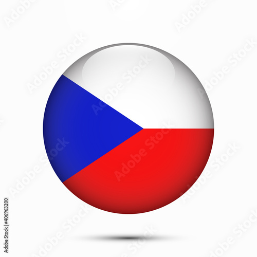 Czech Republic flag vector circle shape button. Clear circle isolated Czech Republic flag background button. Transparent glossy glass button. Vector Illustration