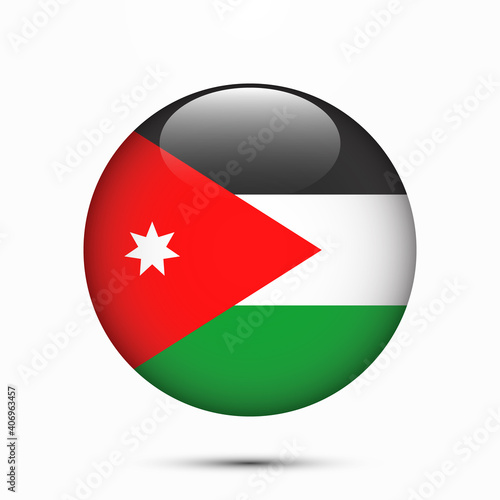 Free Download Jordan flag vector circle shape button. Clear circle isolated Jordan flag background button. Transparent glossy glass button. Vector Illustration - GFXLoad