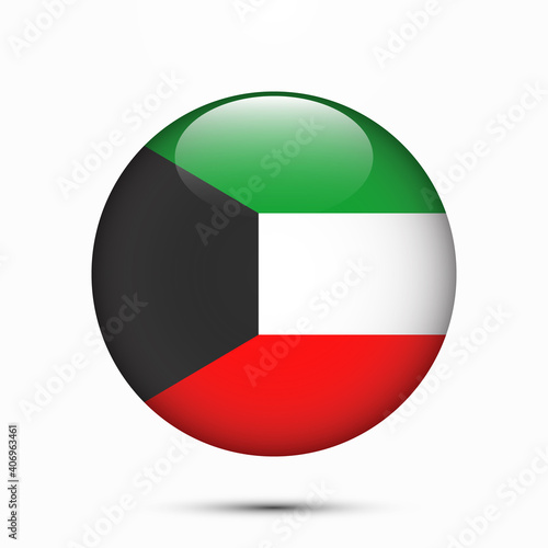 Free Download Kuwait flag vector circle shape button. Clear circle isolated Kuwait flag background button. Transparent glossy glass button. Vector Illustration - GFXLoad