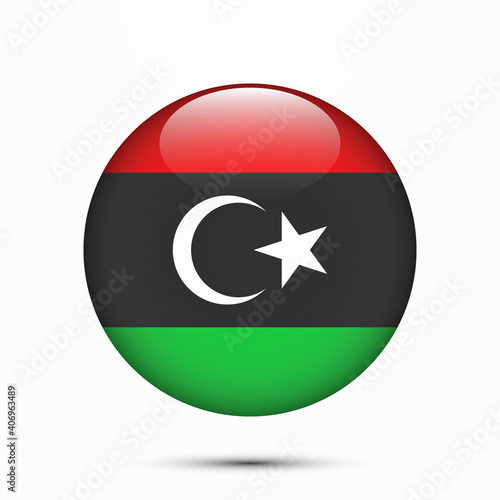 Free Download Libya flag vector circle shape button. Clear circle isolated Libya flag background button. Transparent glossy glass button. Vector Illustration - GFXLoad