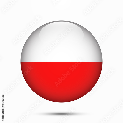 Free Download Poland flag vector circle shape button. Clear circle isolated Poland flag background button. Transparent glossy glass button. Vector Illustration - GFXLoad