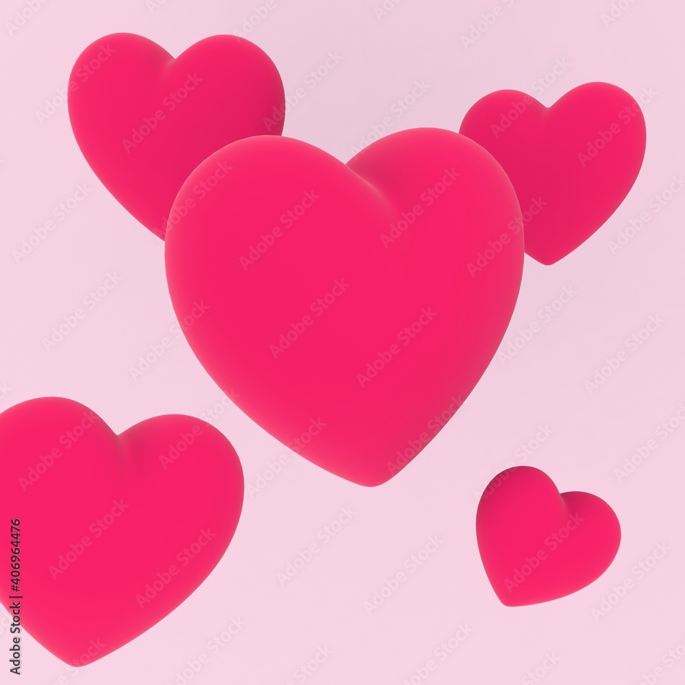 Velvet Realistic 3D Hearts. Romantic Valentine Heart. 3D rendering illustration. 
For Wedding, Anniversary, Birthday, Valentine's Day, Party Invitations, Scrapbooking.
