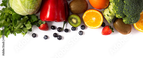 High in vitamin C food isolated on white background. Copy space photo