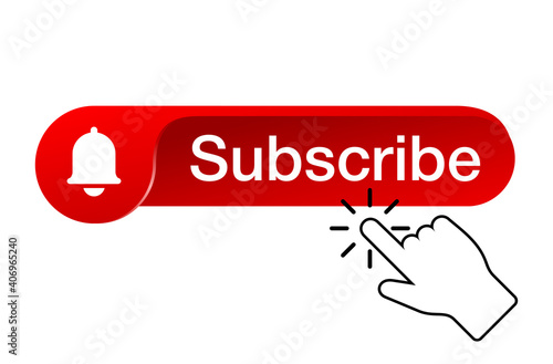 Subscribe button, bell and hand cursor