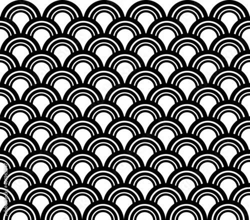 Fish scale background. Fish scales seamless patterns in black colors. Pattern in hipster style. vector illustration
