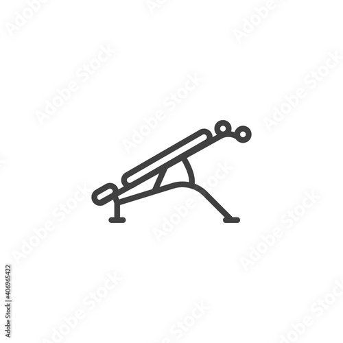 Adjustable gym bench line icon. linear style sign for mobile concept and web design. Press bench outline vector icon. Sports equipment symbol  logo illustration. Vector graphics