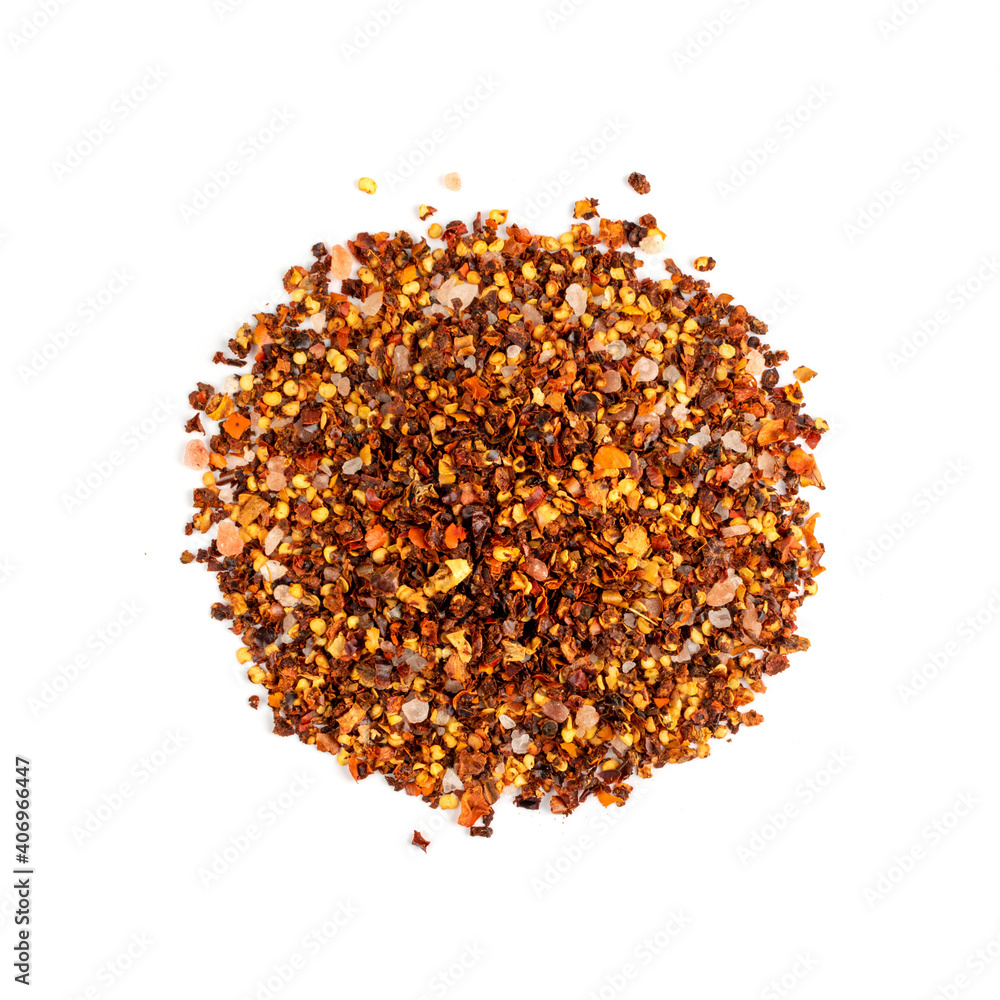 Red Chilli Pepper Flakes with Seeds Isolated Red Chilli Pepper Flakes with Seeds Isolated