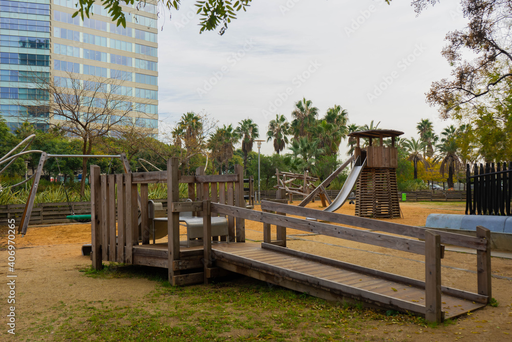 kids playgrounds park in the middle of the city