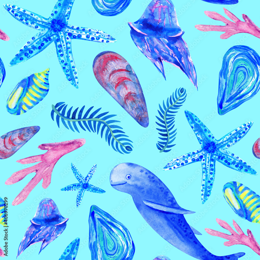 sea underwater life seamless pattern sea underwater life seamless pattern