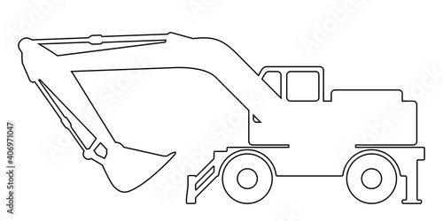 The silhouette of the excavate on a white background.
