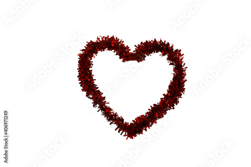 Heart shape made of red paper isolate on a white background with clipping path.