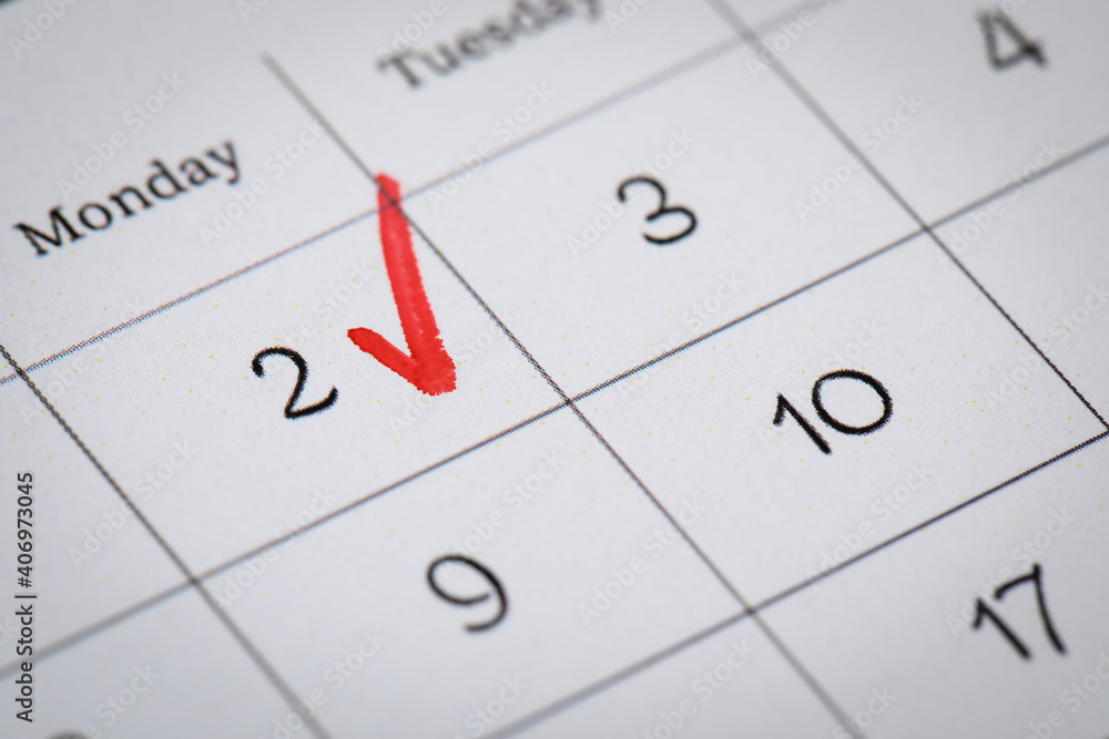Calendar with marked date February 2nd, closeup. Groundhog day Calendar with marked date February 2nd, closeup. Groundhog day