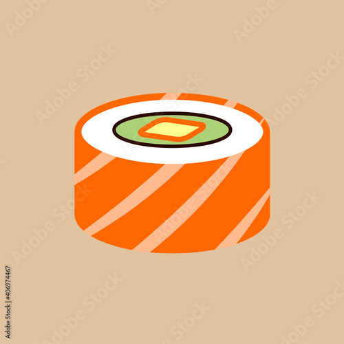 Flat vector icon of sushi Chum roll