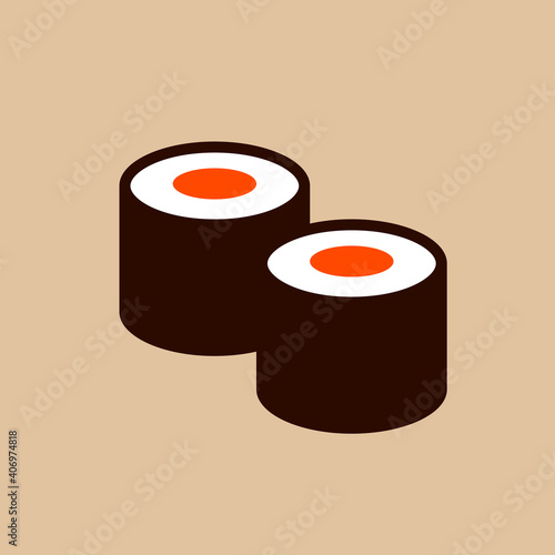 Flat vector icon of sushi Tuna roll