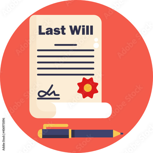 Last will icon. funeral icon. outline thin line icon. vector. illustration 