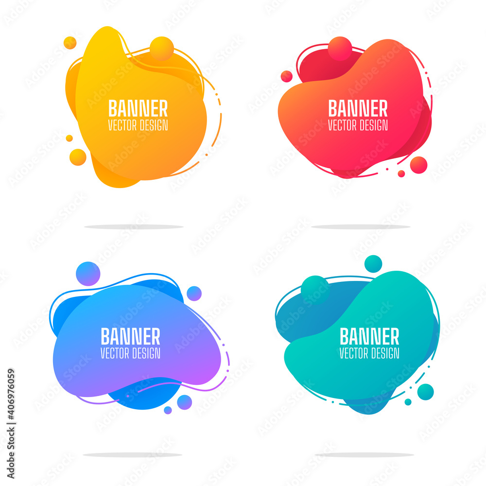 Set of banners graphic elements flowing liquid shapes and modern abstract geometric lines.
