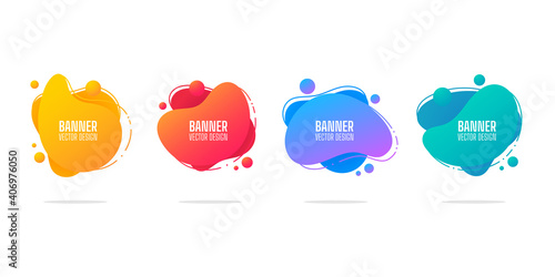 Set of banners graphic elements flowing liquid shapes and modern abstract geometric lines.