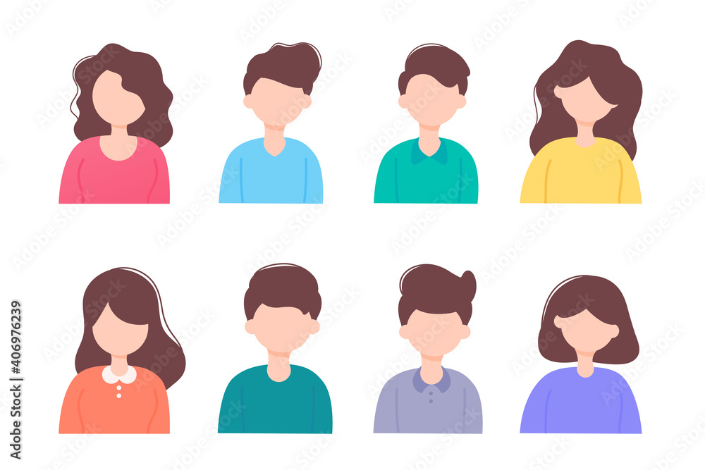Flat people vector illustration set Character people male and female simple design. Flat people vector illustration set Character people male and female simple design.